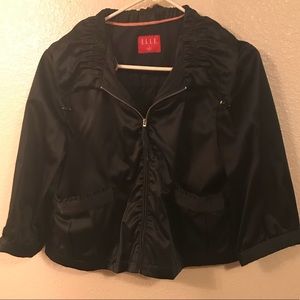 Satin-like black half jacket